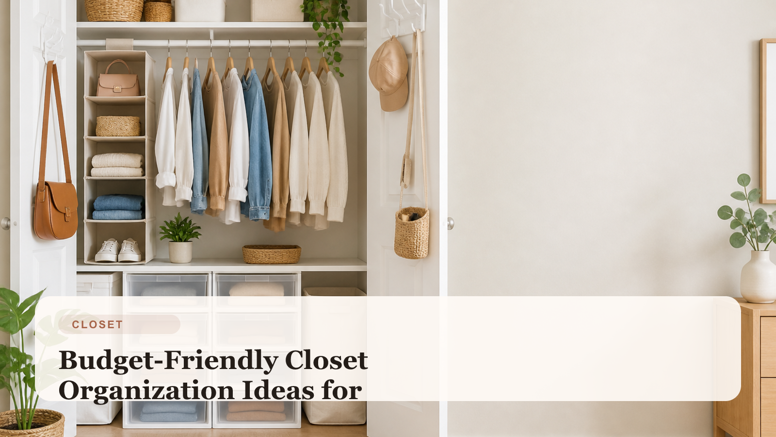 Organized small rental closet with budget-friendly storage solutions