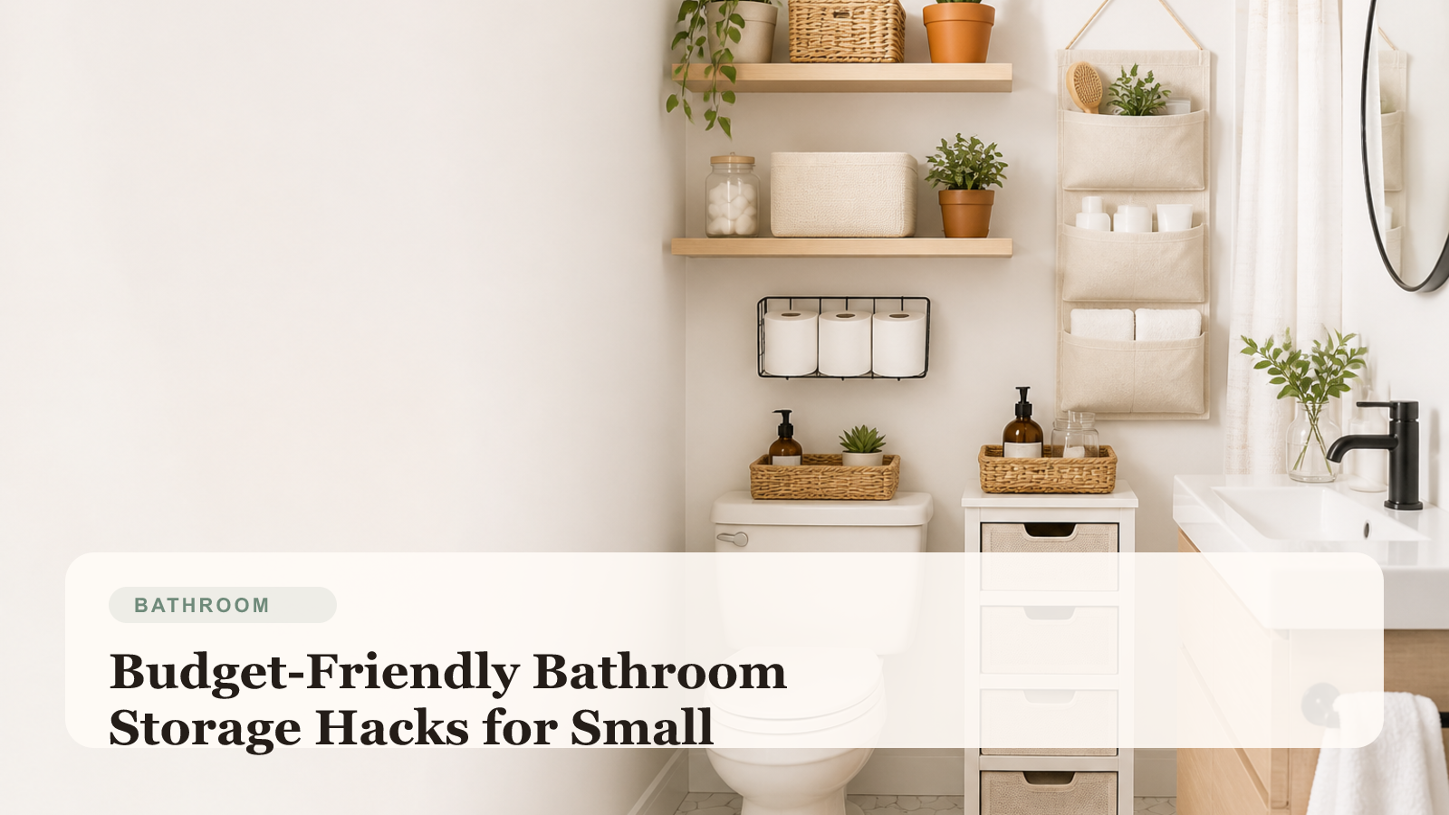 Compact bathroom with smart storage solutions in a small space