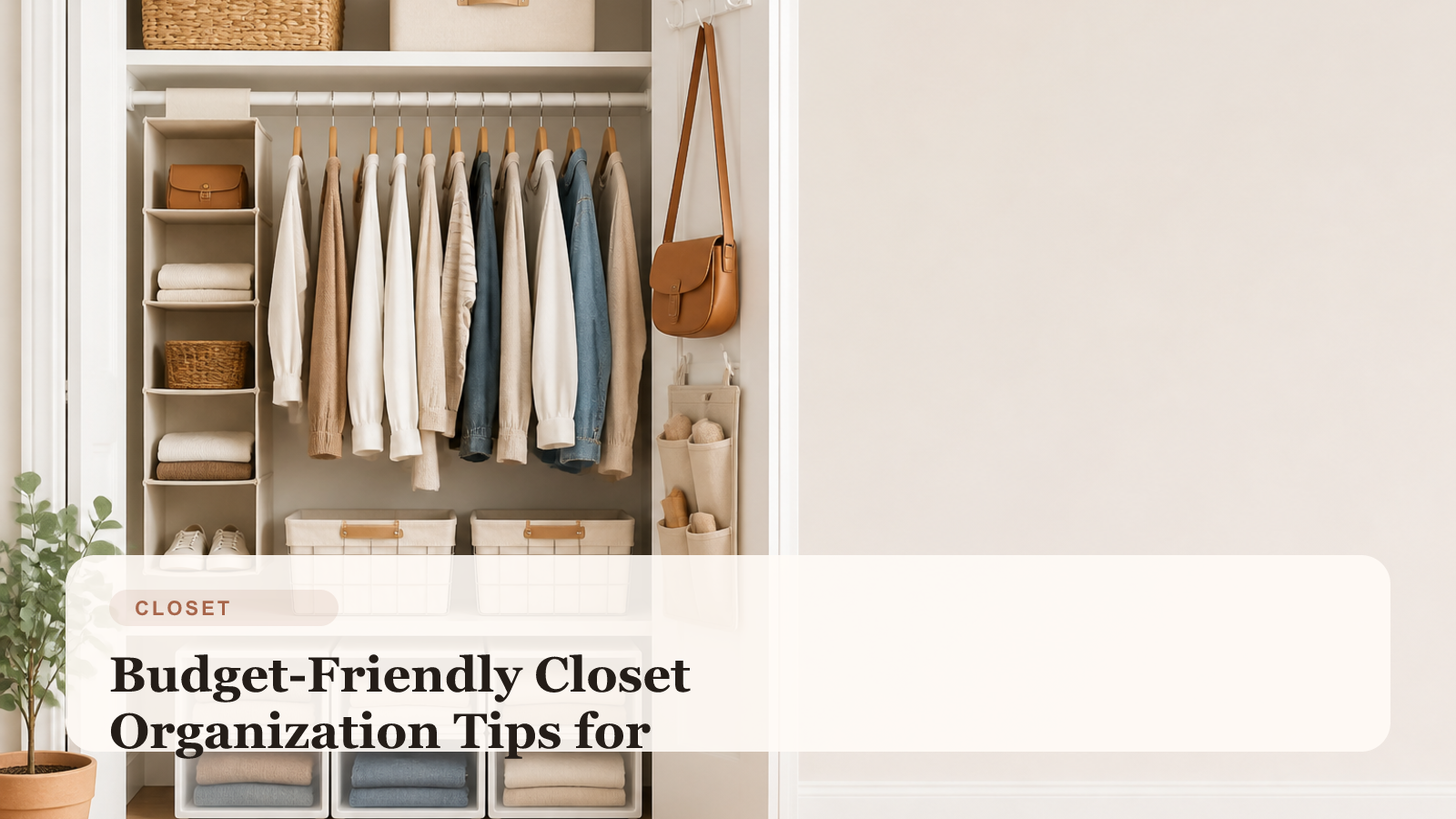 Neatly organized small rental apartment closet with budget-friendly storage solutions