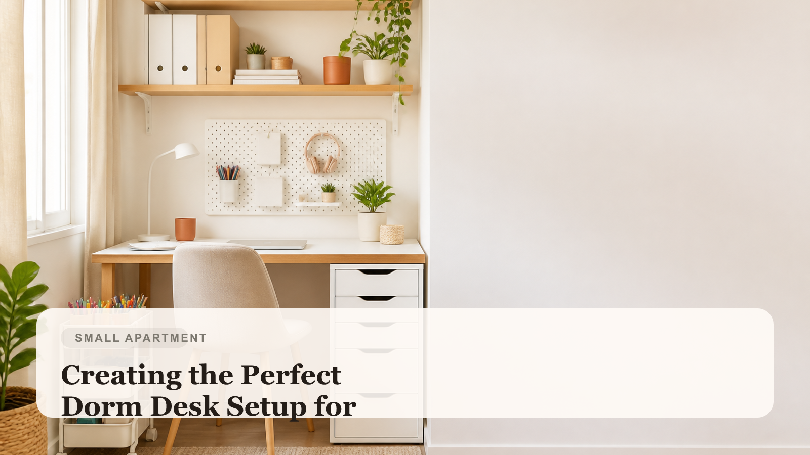 Organized dorm desk with compact study storage and renter-friendly organizers