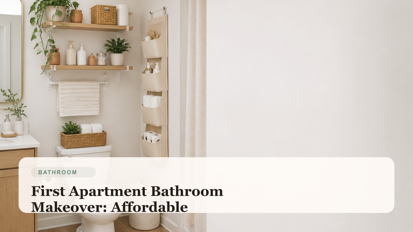 Compact and organized bathroom storage in a small first-apartment bathroom