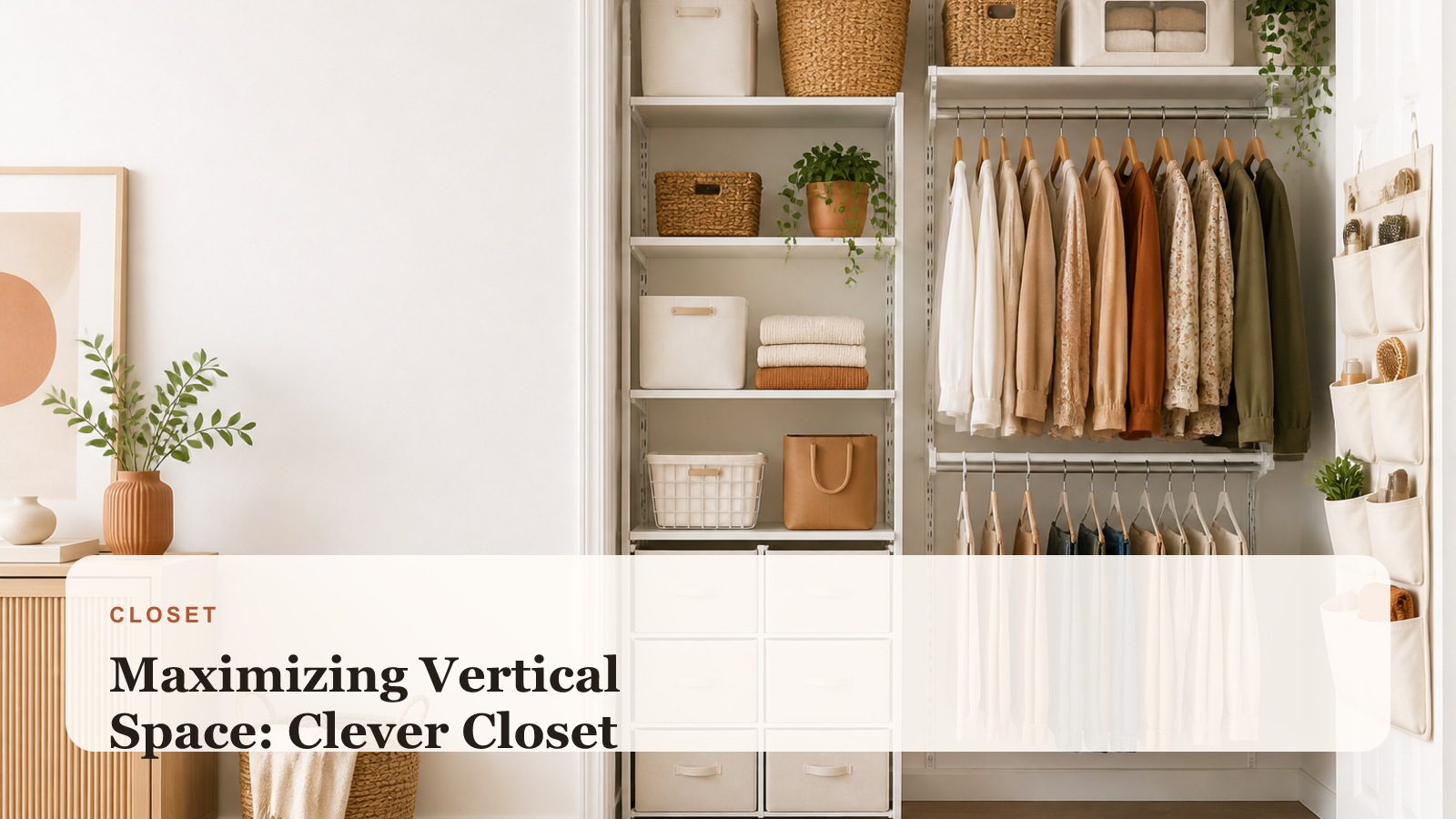 Organized rental apartment closet showing vertical storage solutions