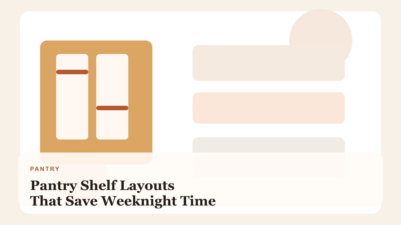 Organized pantry shelf layout with cooking zones and labels