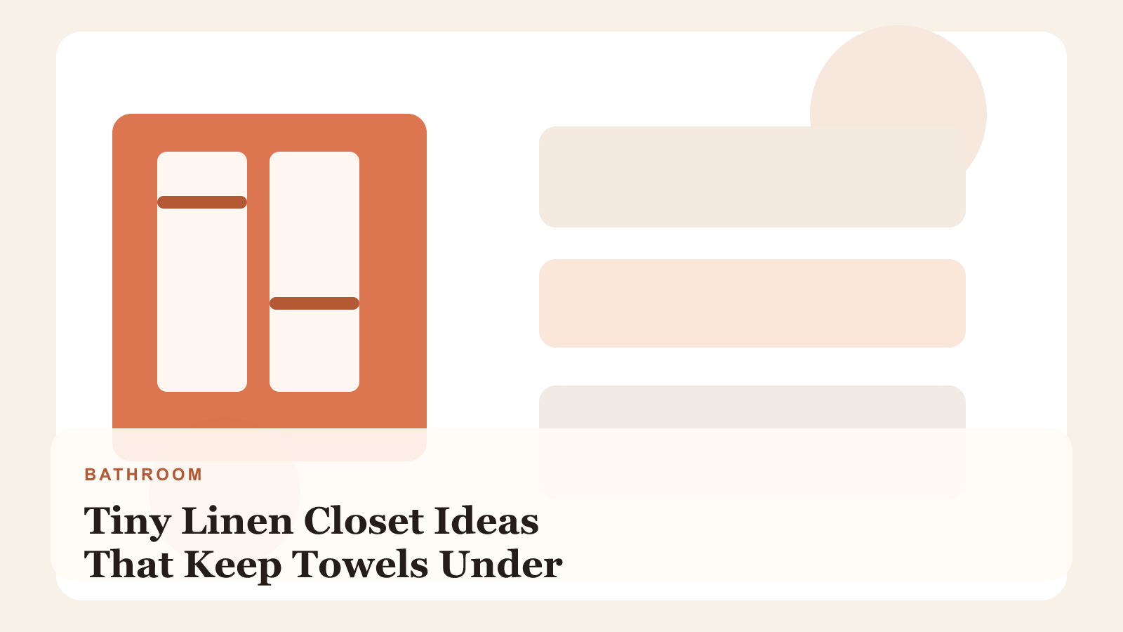 Tiny linen closet with folded towels and labeled baskets
